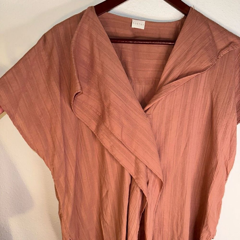 Poetry Women 14 Blush Pink Ruffle Trim Button Down Feminine Lagenlook Blouse NWT - Picture 2 of 8